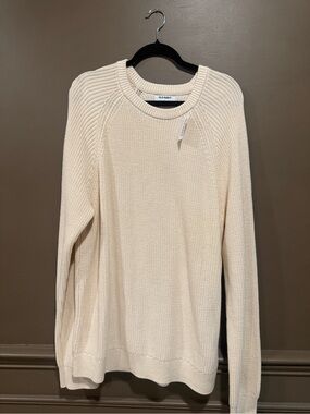 Old Navy Men's Cream Crewneck Knit Sweater